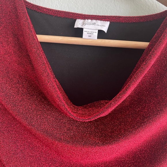 #31 JACLYN SMITH WOMANS SMALL RED SPARKLE SS COWL NECK DRESS TOP - Picture 5 of 6